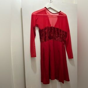 Vintage homemade red velvet mesh party dress